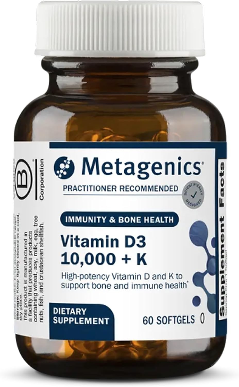 Metagenics Vitamin D3 and Vitamin K2 10,000 IU with MK-7- Vitamin D3 with K2 for