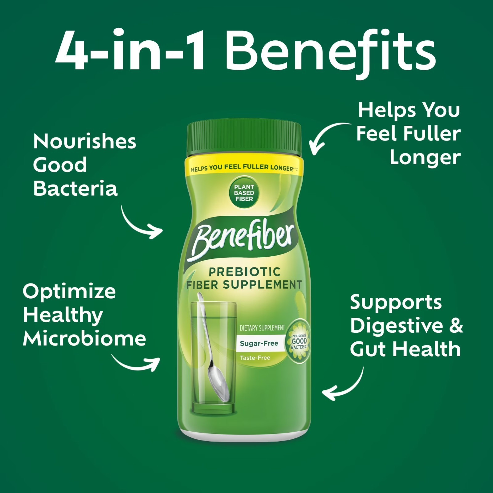 Benefiber Prebiotic Fiber Powder Unflavored 8.7 Oz 124 Servings Daily Digestive