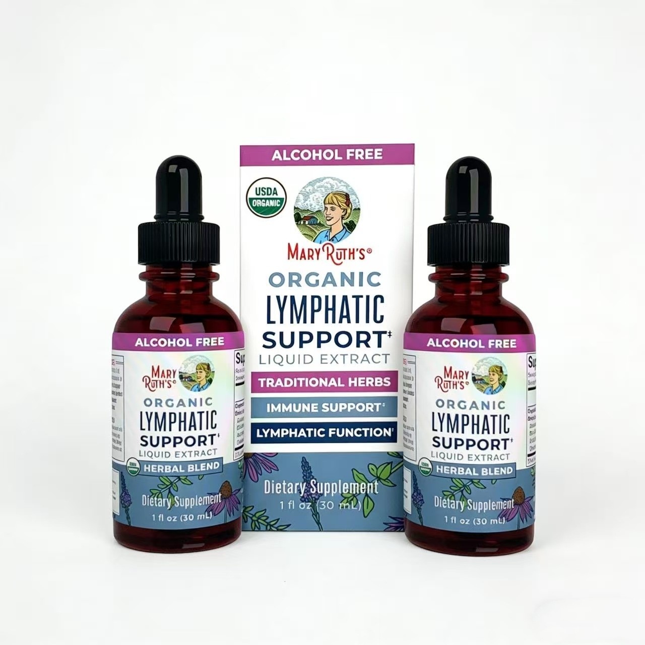 MaryRuth’s Organic Lymphatic Support – Echinacea & Elderberry Drops – Vegan – 30
