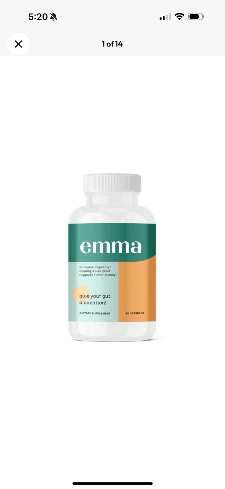 Emma Gut Health Capsules for Bloating Relief, 60 Count Expire: 3/30/2026
