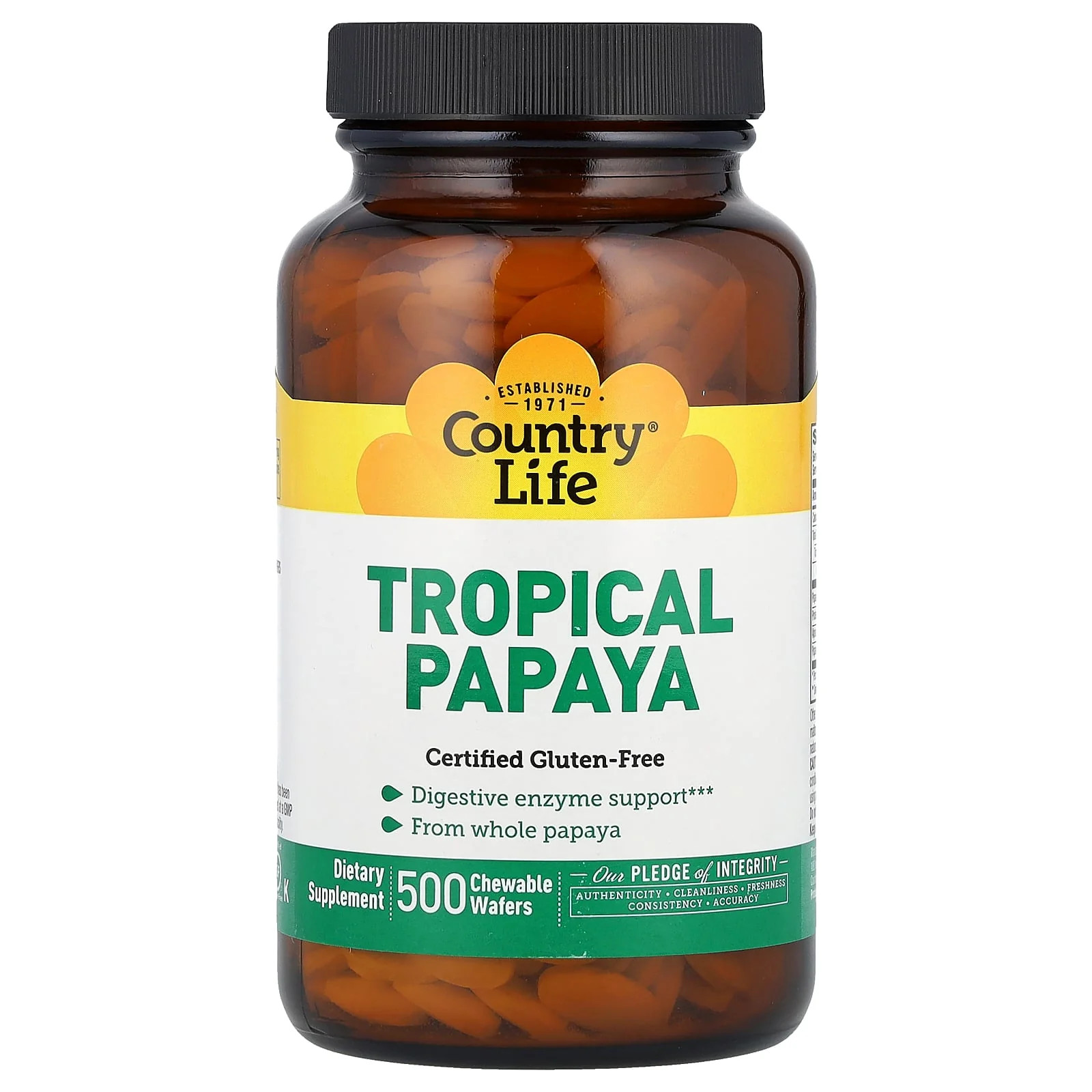 2 X Country Life, Tropical Papaya, 500 Chewable Wafers