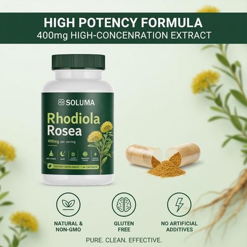 Soluma Rhodiola Rosea, 400mg Per Serving With Bioperine, 60 Capsules (1Set)
