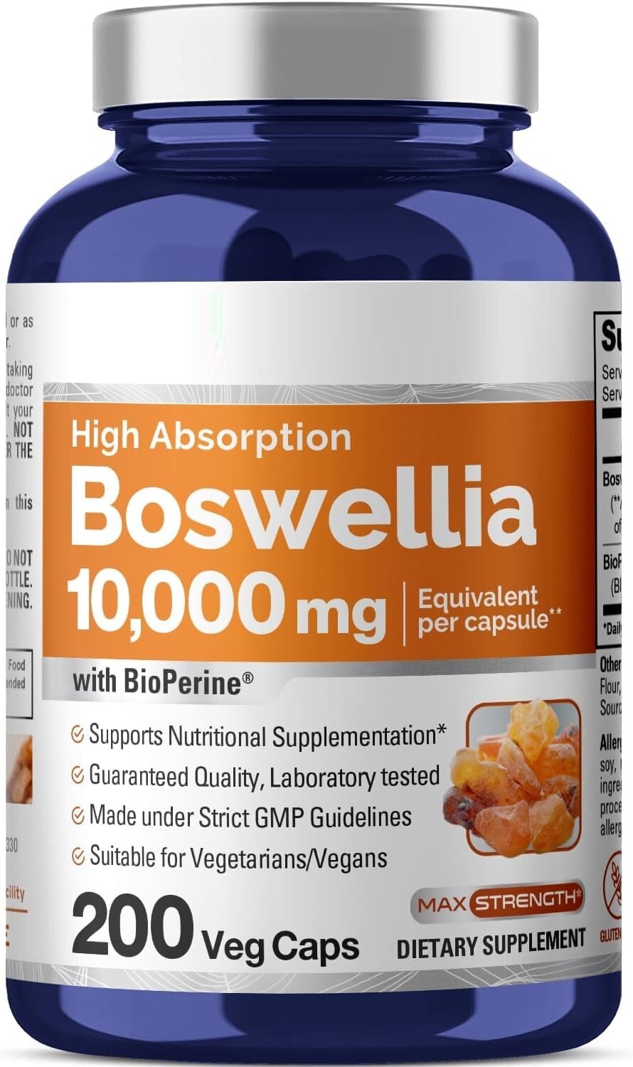 Boswellia 10,000 mg 200 Caps NON-GMO/Gluten Free Boswellia Serrata