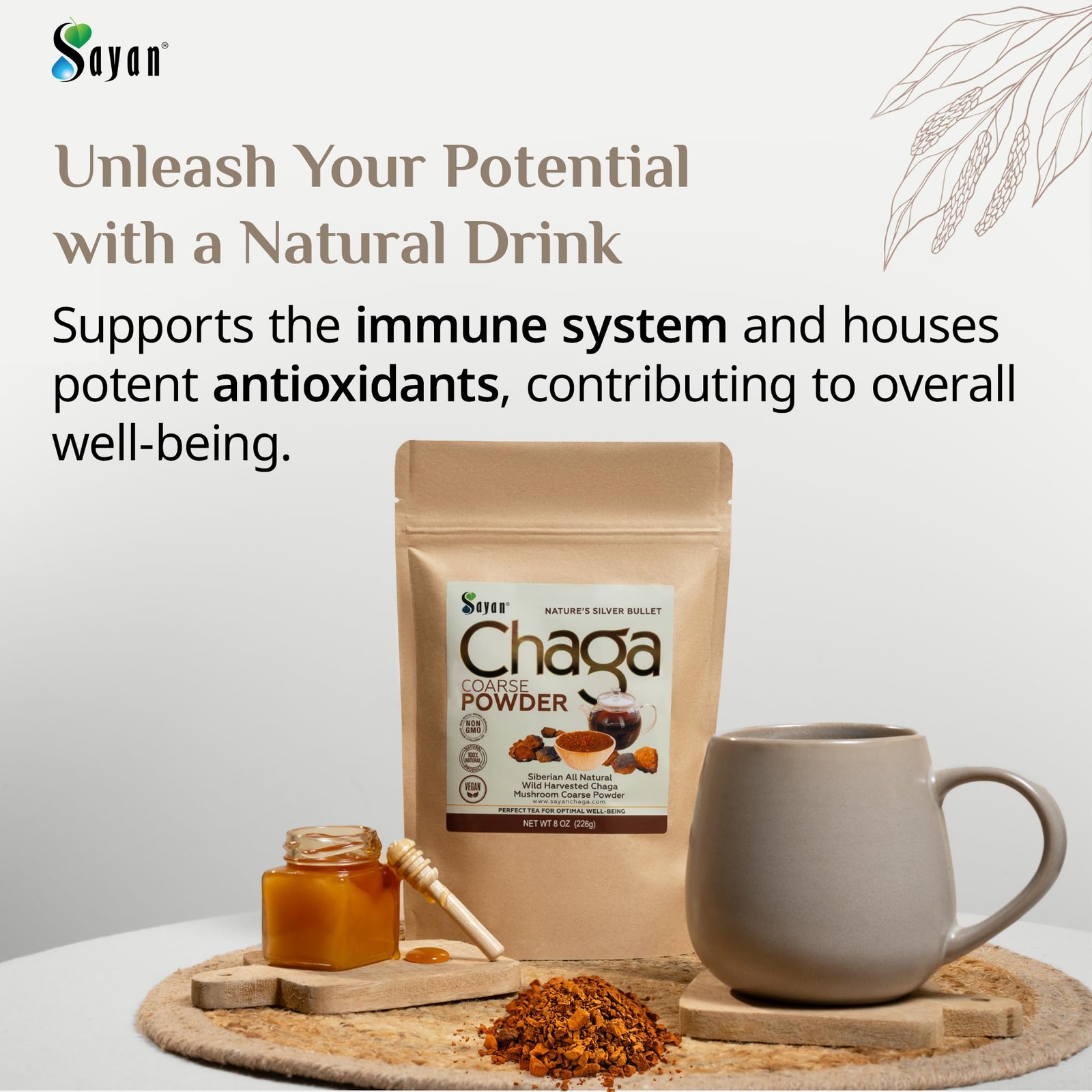 Sayan Siberian Pure Raw Coarse Chaga Powder 8 Oz / 226g – Premium Wild Forest…
