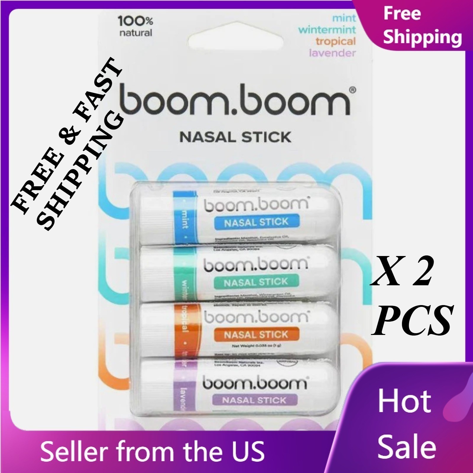 2 PACKS-LUXRY NEW BoomBoom Nasal Stick |Vapor Flow Technology|Simple Ingredients
