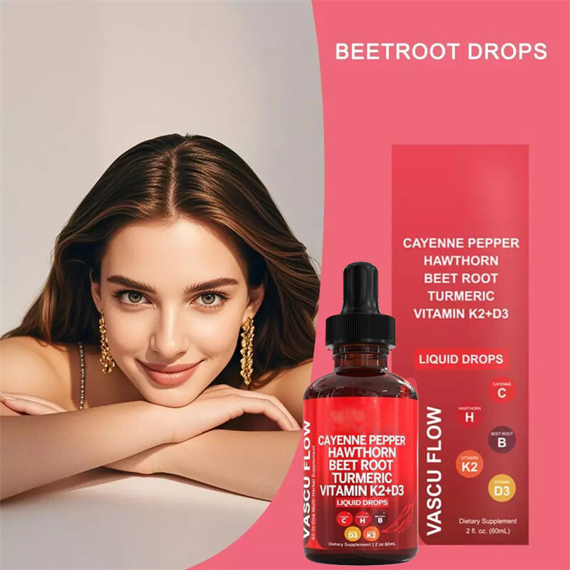 Cayenne Pepper Hawthorn Beet Root Turmeric Vitamin K2+D3 Liquid Drops 60ML