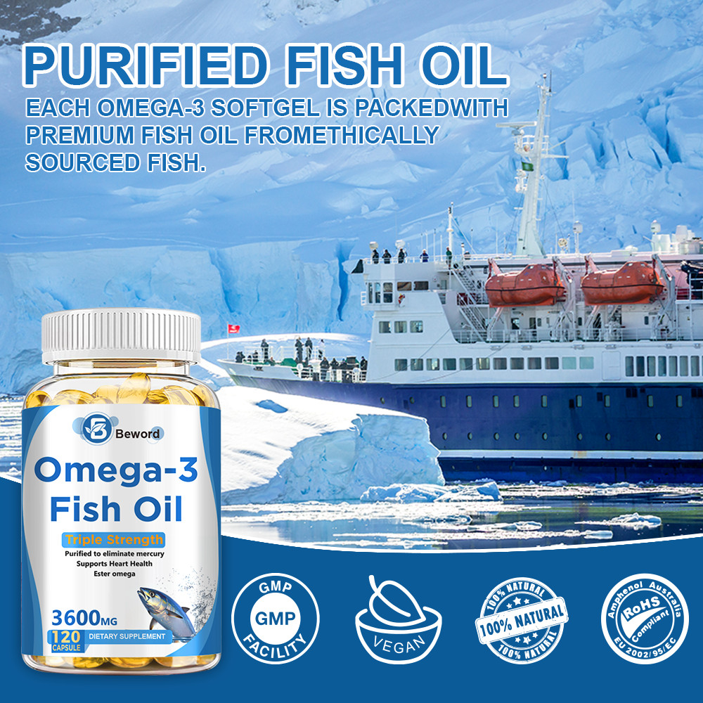 3600mg Omega 3 Fish Oil Capsules 3x Strength EPA & DHA, Highest Potency-