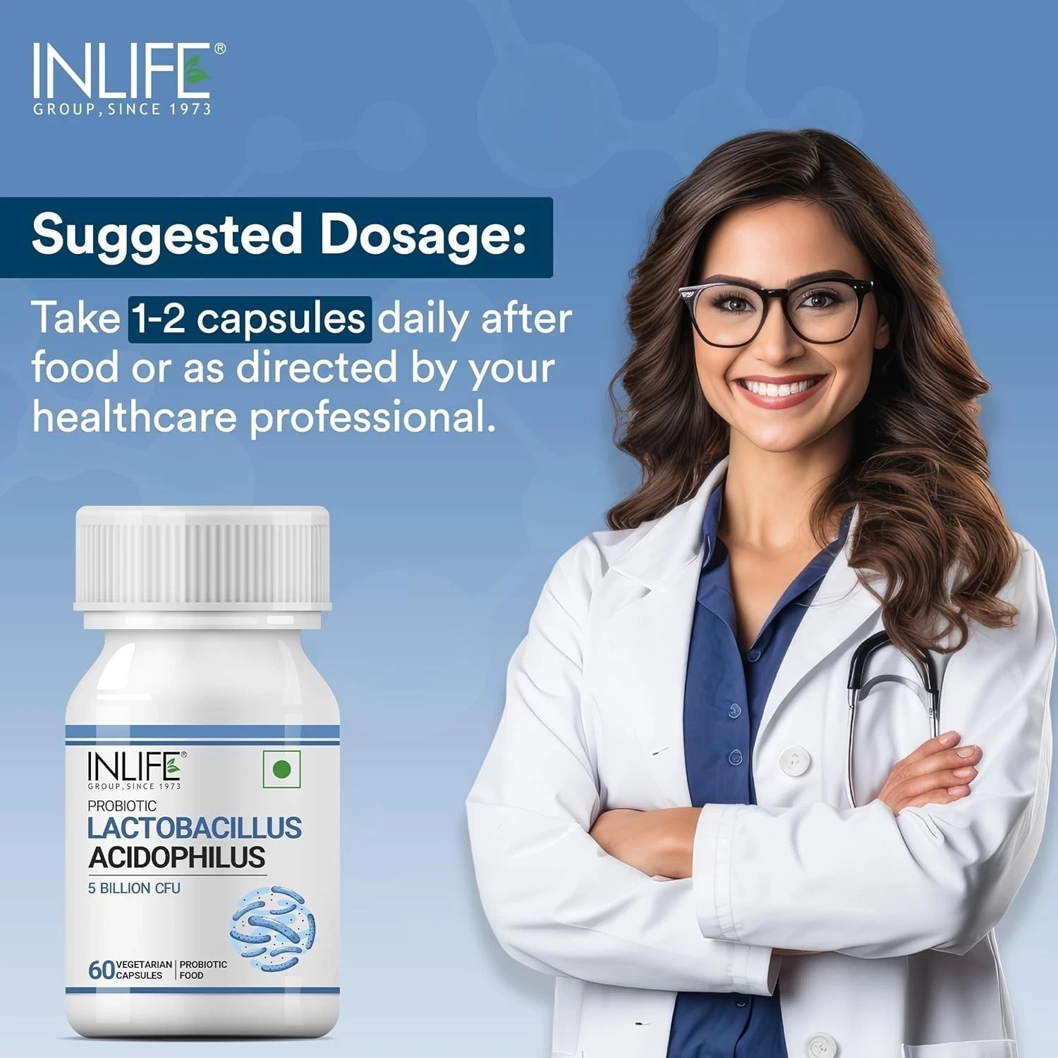INLIFE Probiotic Lactobacillus Acidophilus 5 billion CFU – 60 Veg Capsules W616