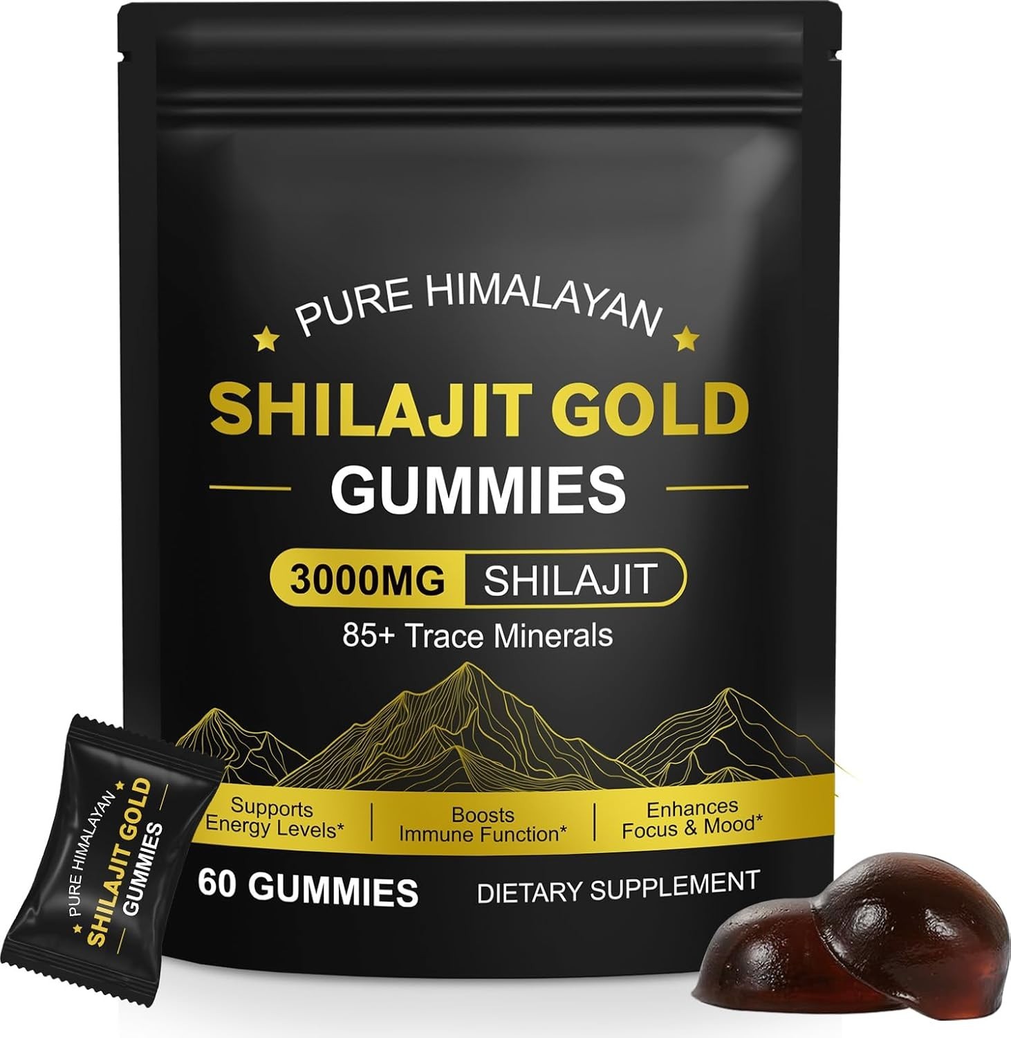 Pure Himalayan Shilajit Gummies Gold No Added Sugar I AshPure Himalayan Shilajit
