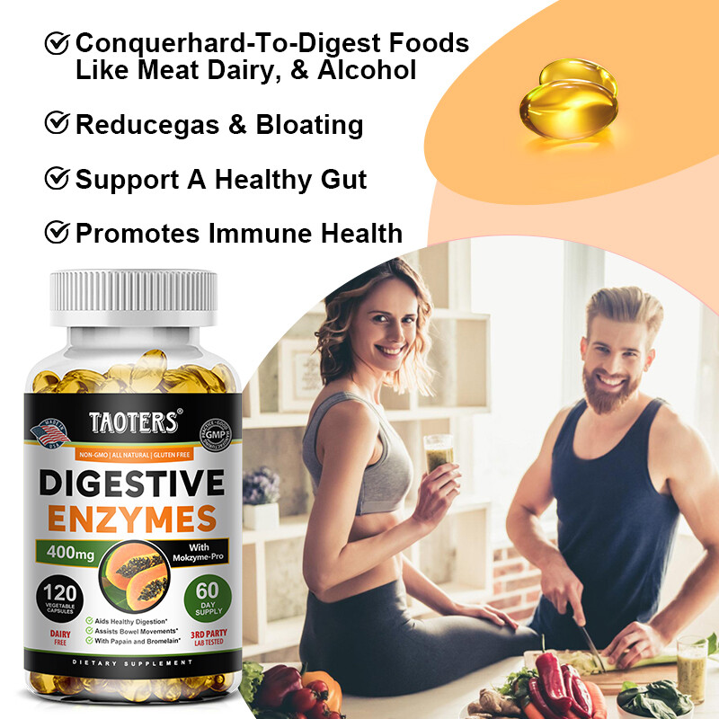 Digestive Enzymes With Papain & Bromelain 120 Capsules Digestive Support Vegan