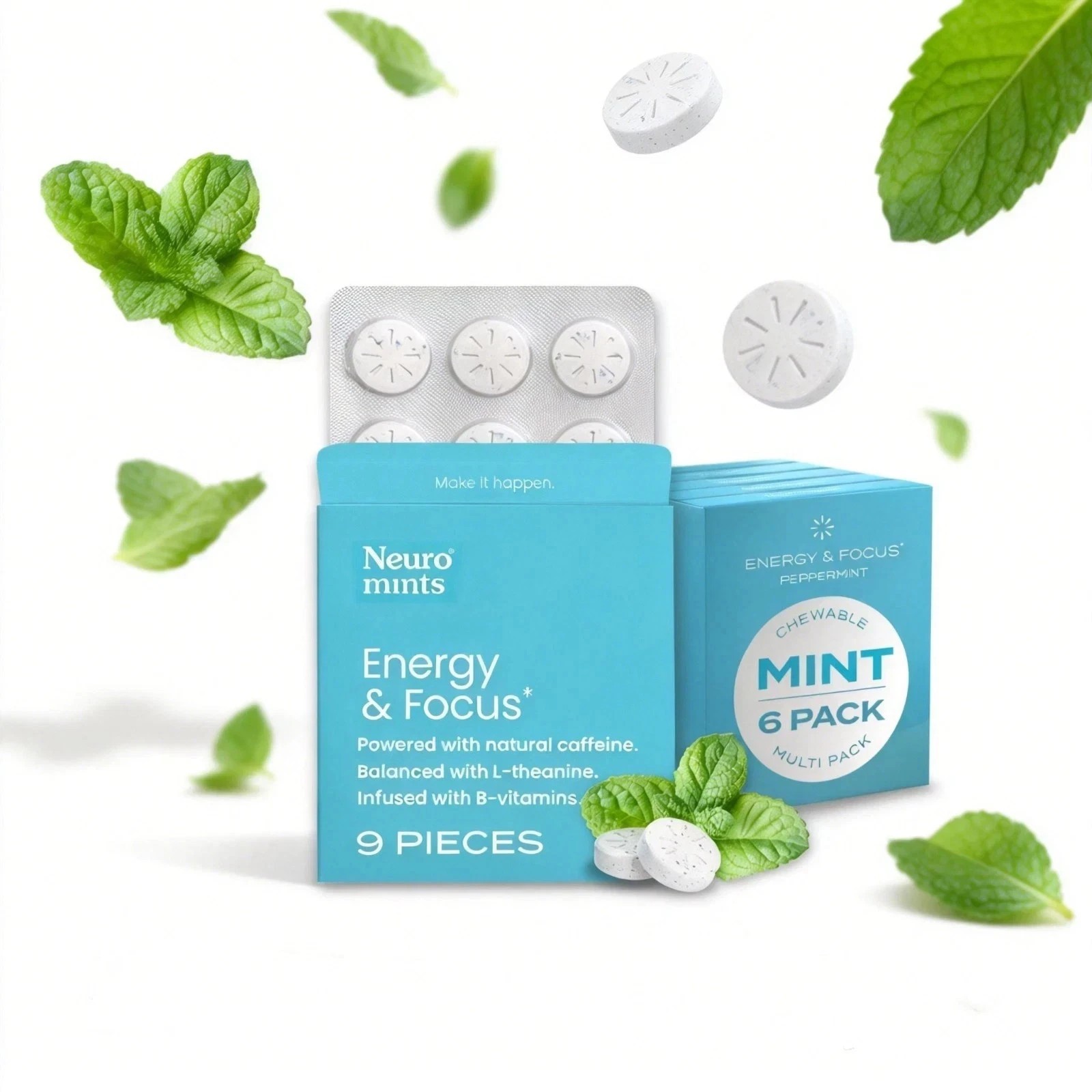5 x 60 Pieces Neuro Mints Energy and Focus 60 Pieces – Peppermint