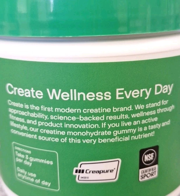 Sour Green Apple Creatine Monohydrate Gummies 45 Count Daily Expires 7/2027