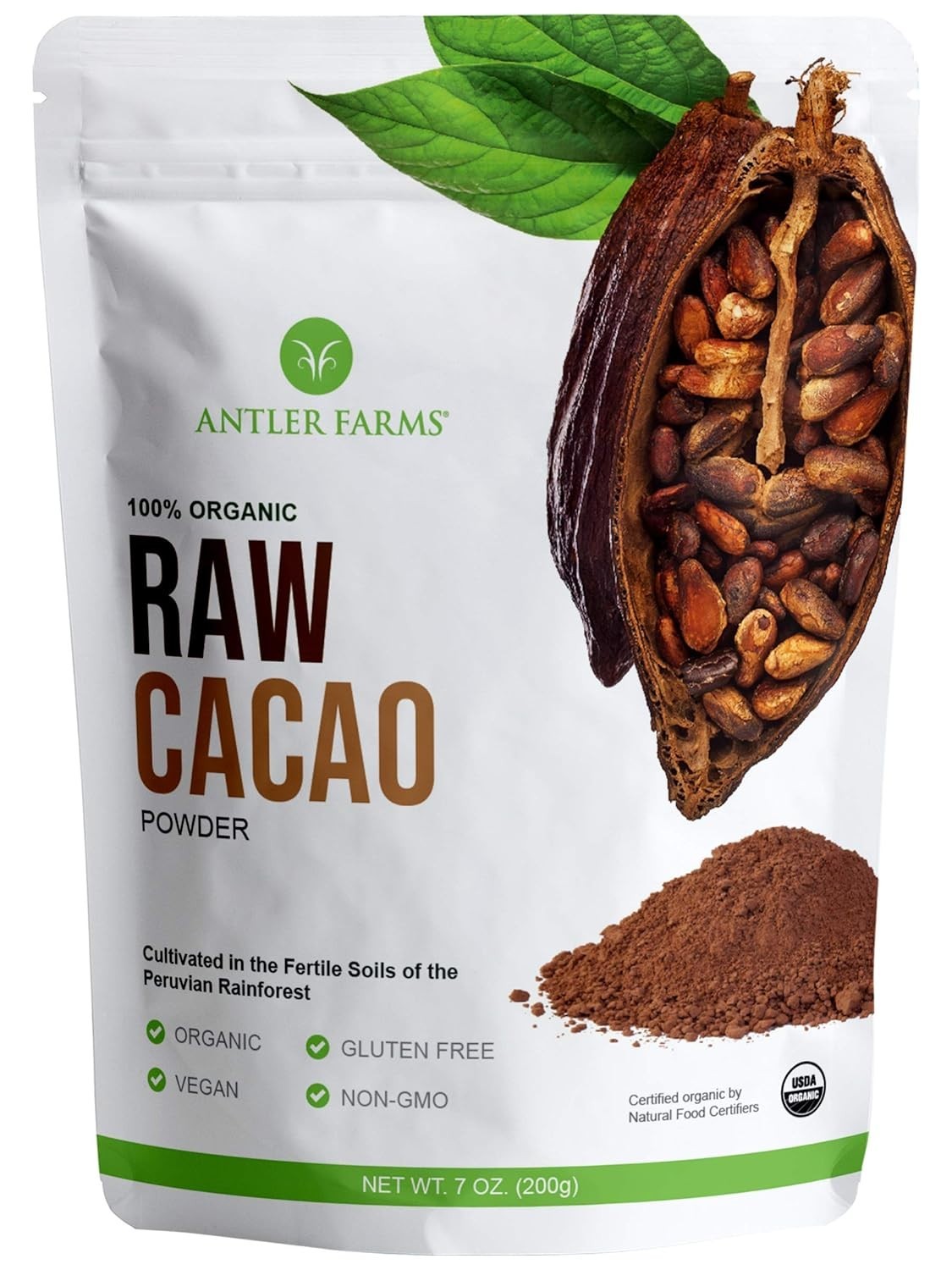 Organic Cacao Powder – 100% Pure, Vegan, Gluten Free, 40 Servings, 200g