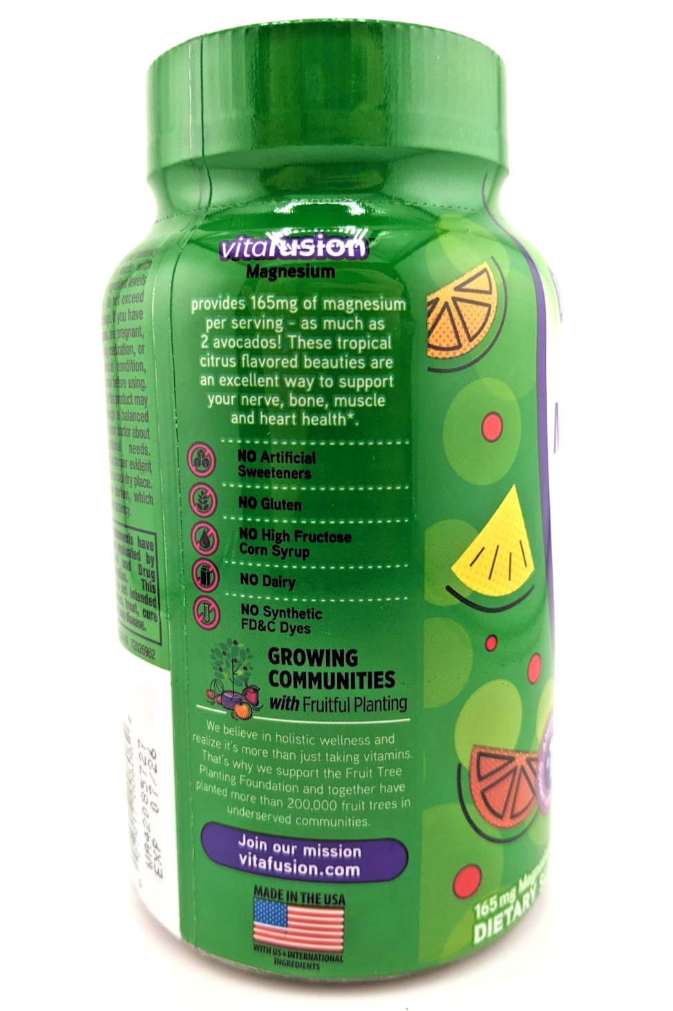 Vitafusion Magnesium Supplement Gummies Tropical Citrus Flavor 60ct EXP 07/2026