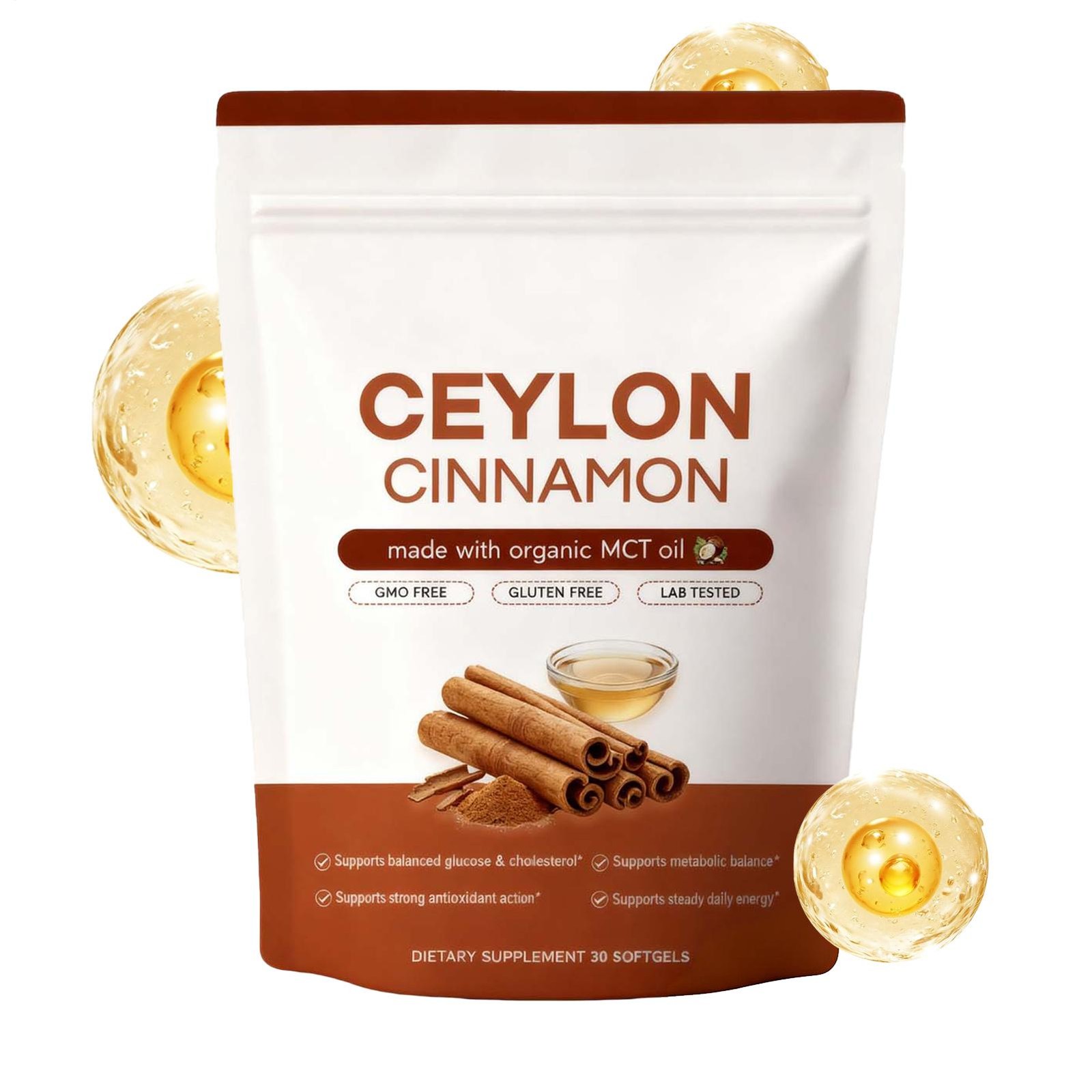 Ceylon Cinnamon Softgels 7200Mg Equivalent Containing Mct Oil 30pcs/pack