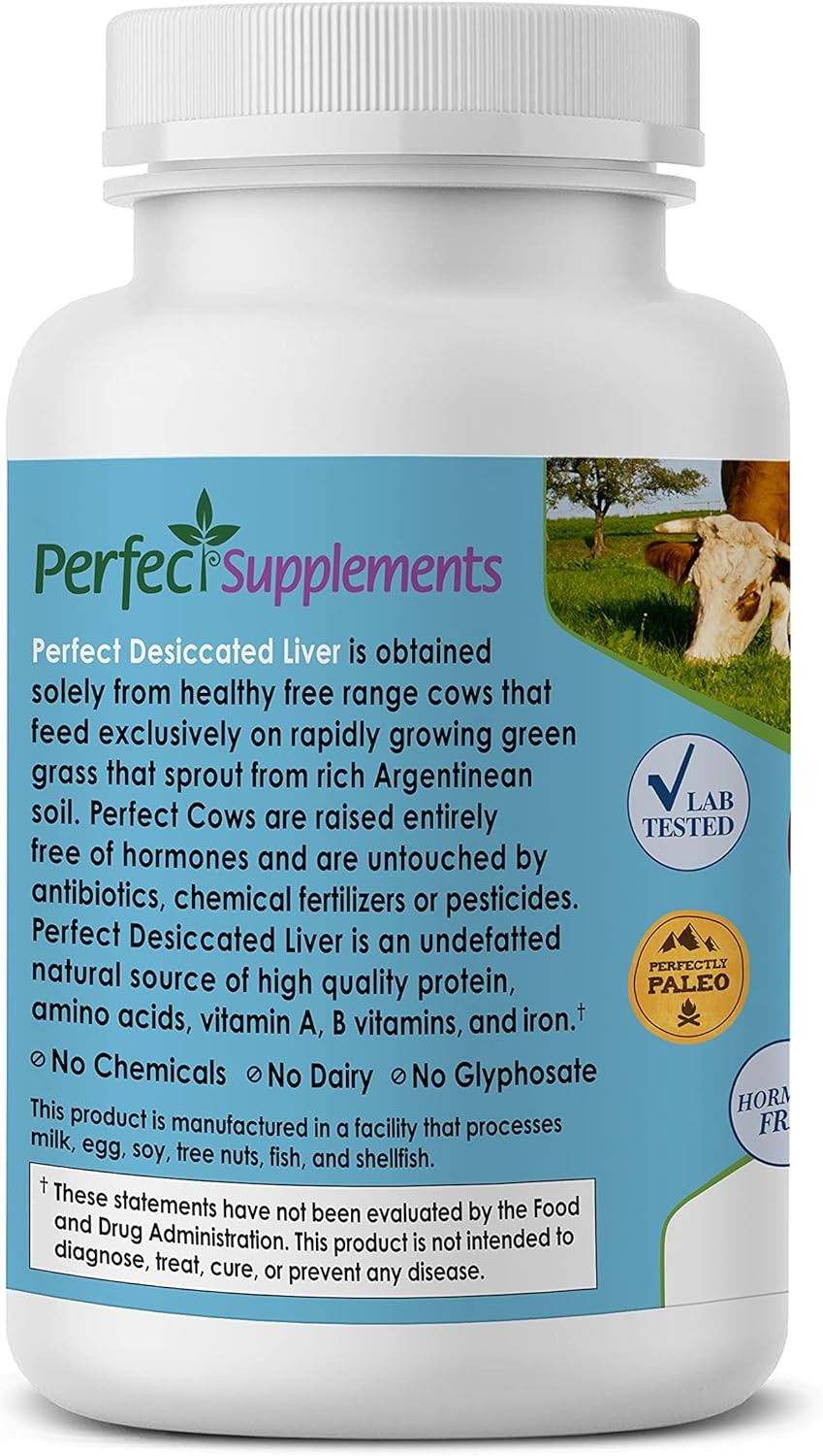 Perfect Supplements – Desiccated Beef Liver Capsules Grass Fed Pack of 1