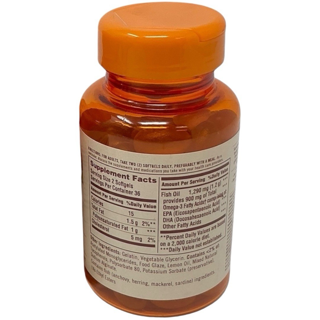 Sundown Odorless Fish Oil, 1290mg, Omega 3 Dietary Supplement, Supports Heart