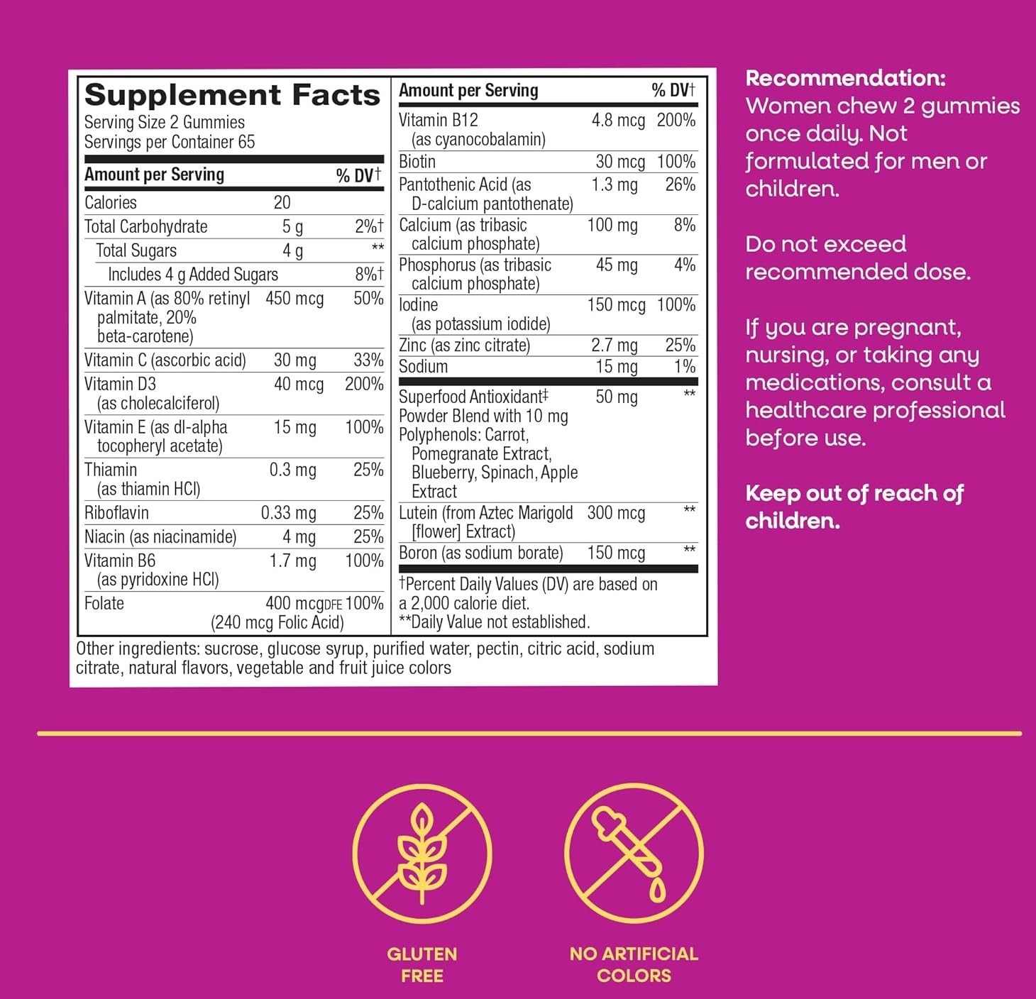 Natures Way Alive Womens 50 Plus Multivitamin Gummies Mixed Berry 130 Count