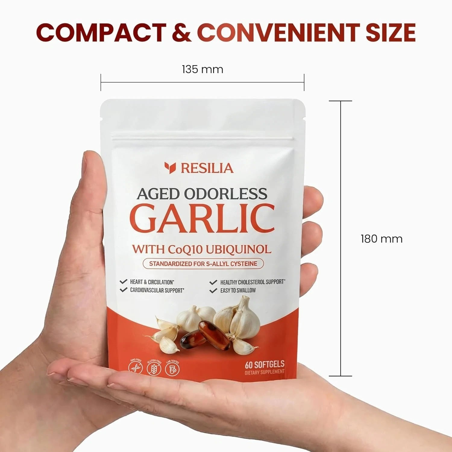 Resilia Garlic Extract 1200mg Softgels (60 Count) – Odorless Aged Garlic Extra..