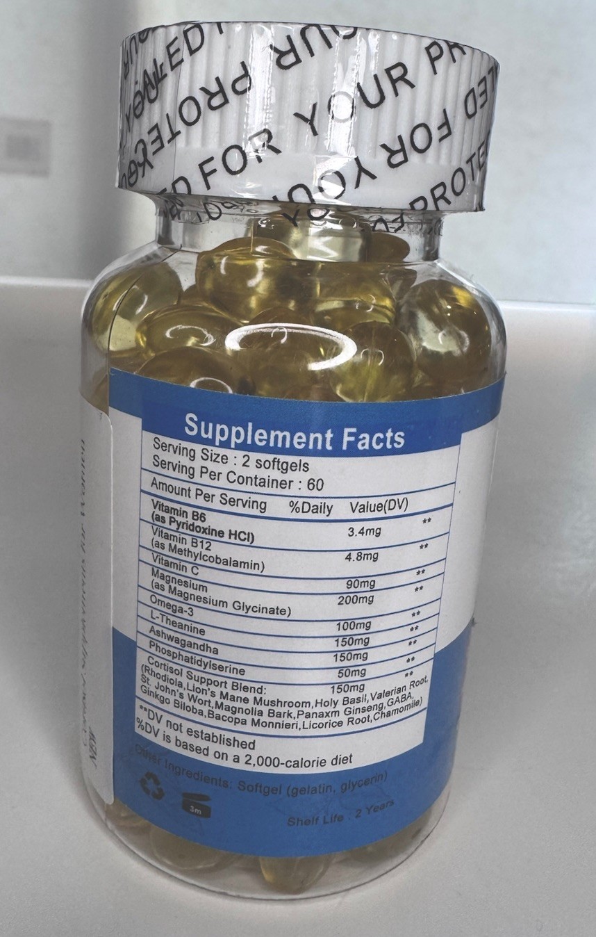 Cortisol Supplement 120 Softgels Magnesium Ashwagandha Stress Support EXP 3/27