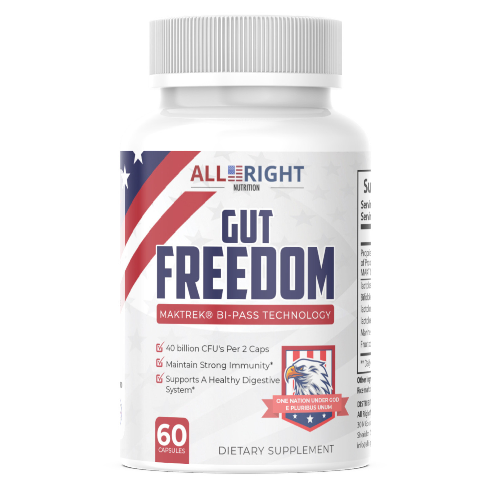 All Right Nutrition GUT FREEDOM Probiotic For Gut Health Dietary Supplement 60