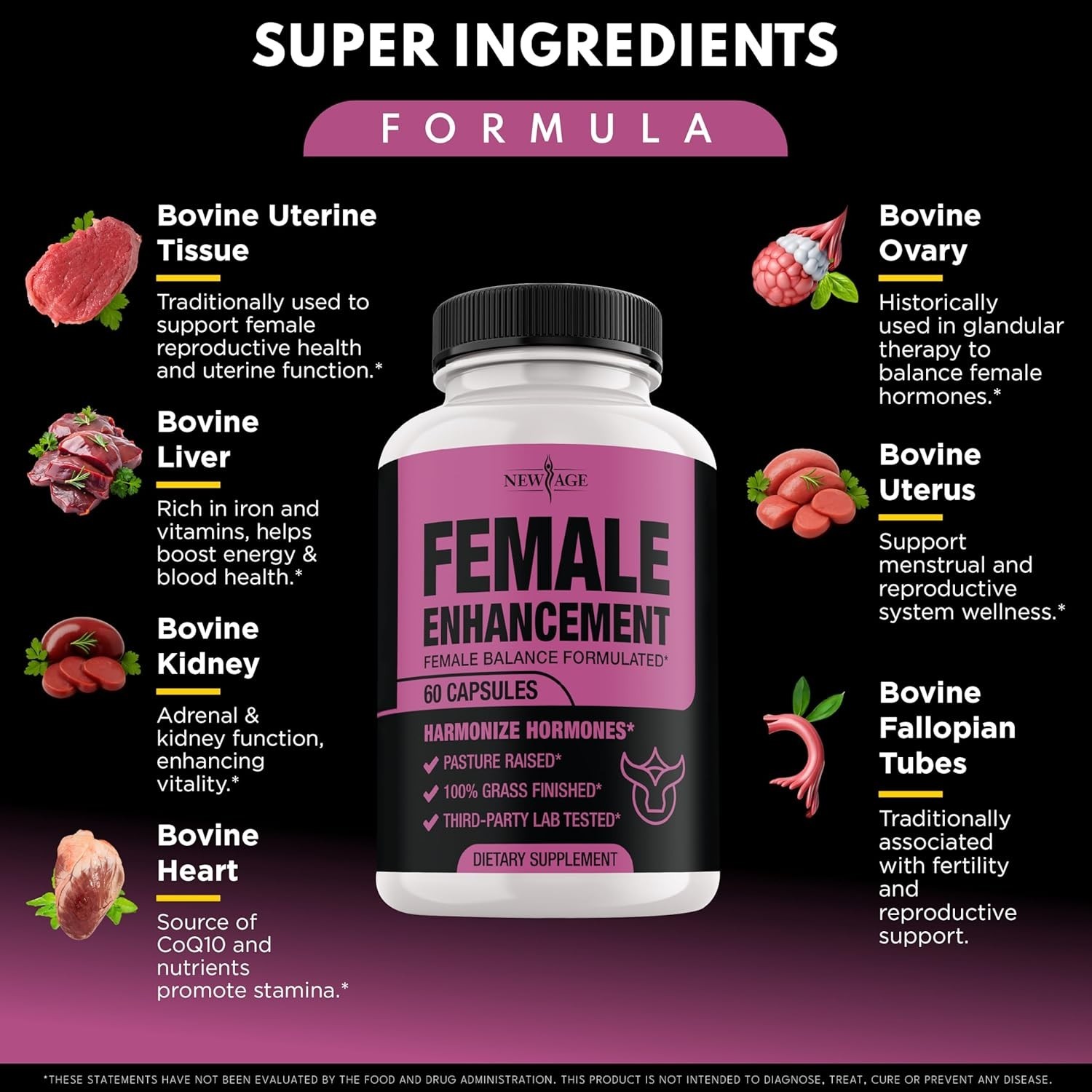 3PK Beef Organ Supplement for Women Supports Hormone Balance, Energy & Cognition