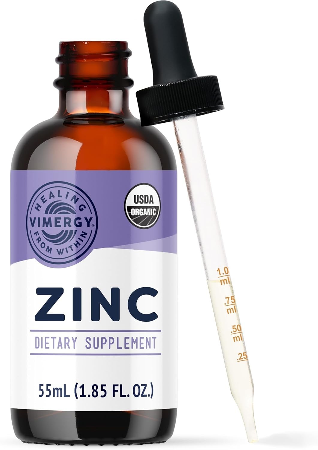 Vimergy Organic Liquid Zinc Travel Size – 27 Servings – Alcohol Free Zinc Sul…
