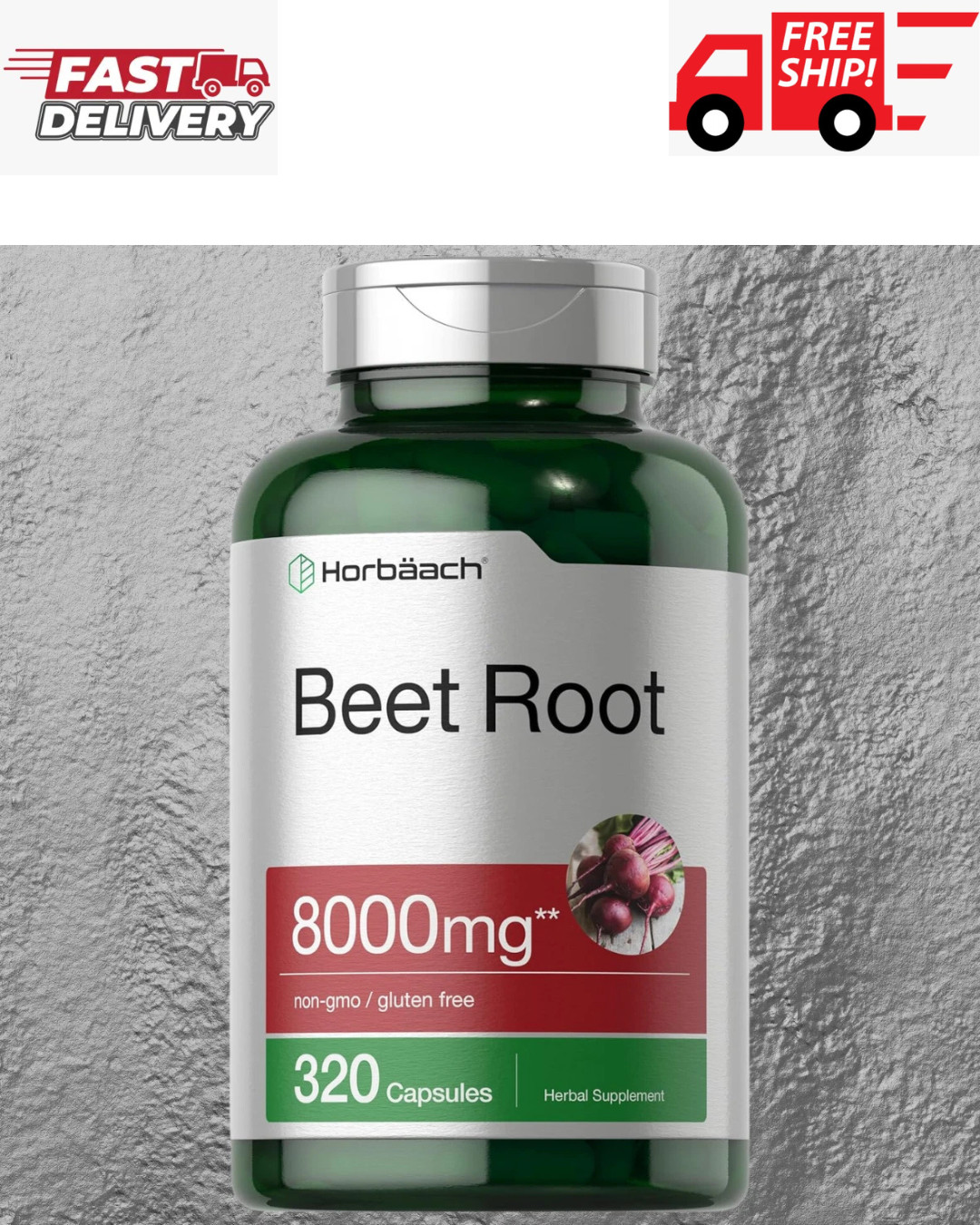 Horbäach Beet Root Powder Capsules 8000mg | 320 Pills | 320 Count (Pack of 1)