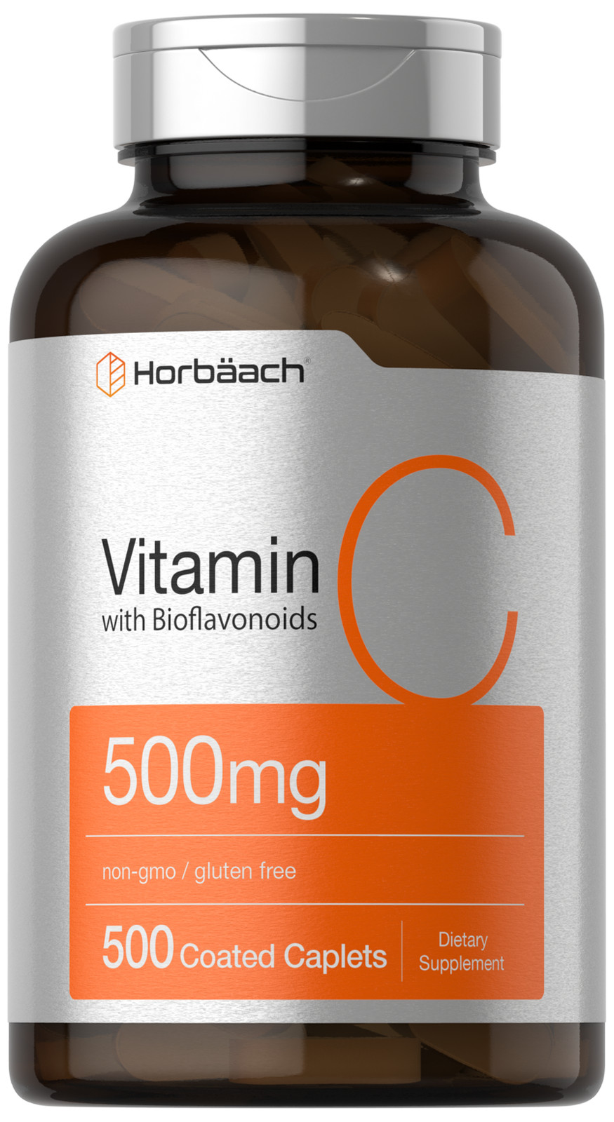 Vitamin C with Bioflavonoids 500mg | 500 Caplets | with Rose Hips | by Horbaach