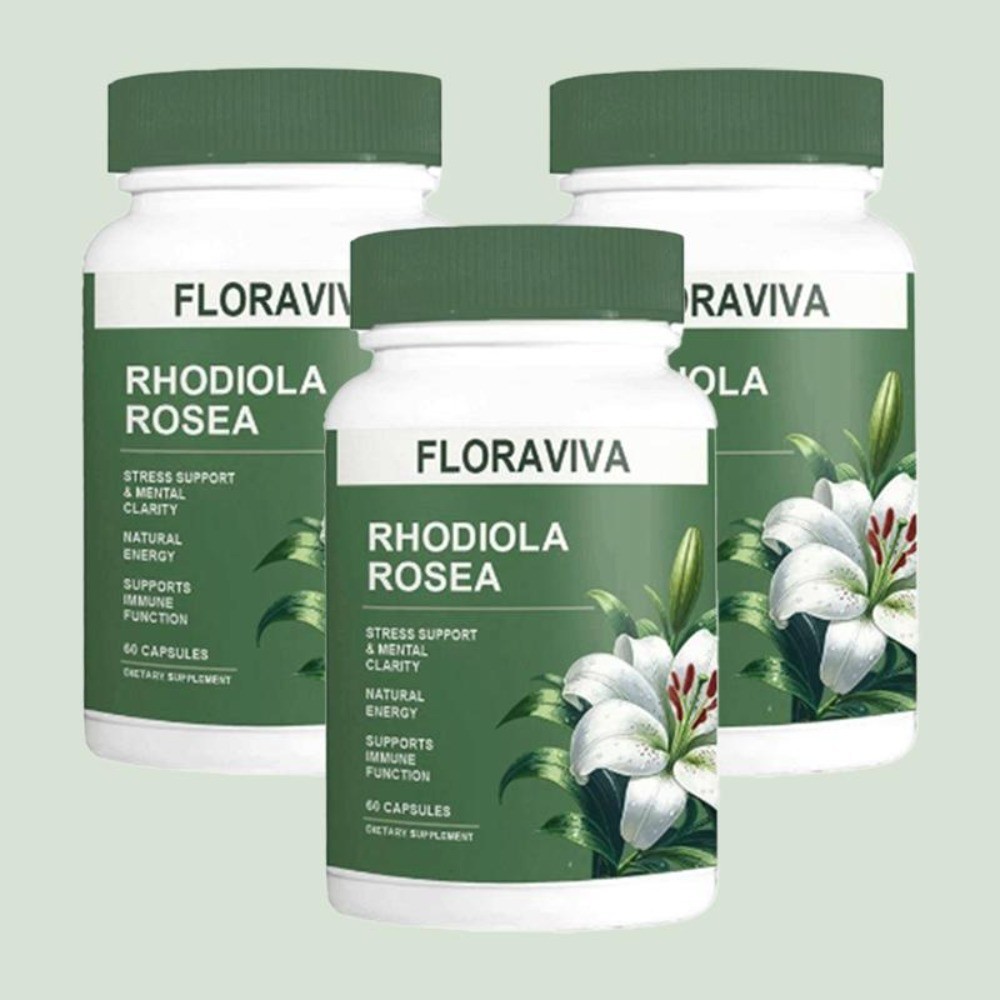 2 BOTTLES—LUXRY NEW Floraviva Rhodiola Rosea Capsules Supplement Healthcare
