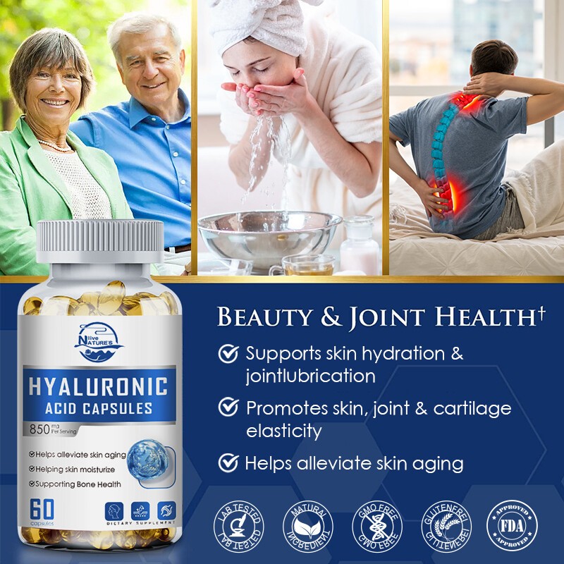 850mg Hyaluronic Acid 30 mg of Vitamin C For Joint and Skin Health 1/2/4Bottles