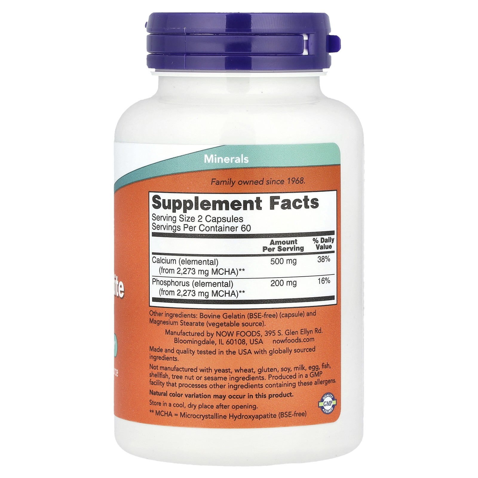 Now Foods Calcium Hydroxyapatite Caps 120 Capsules GMP Quality