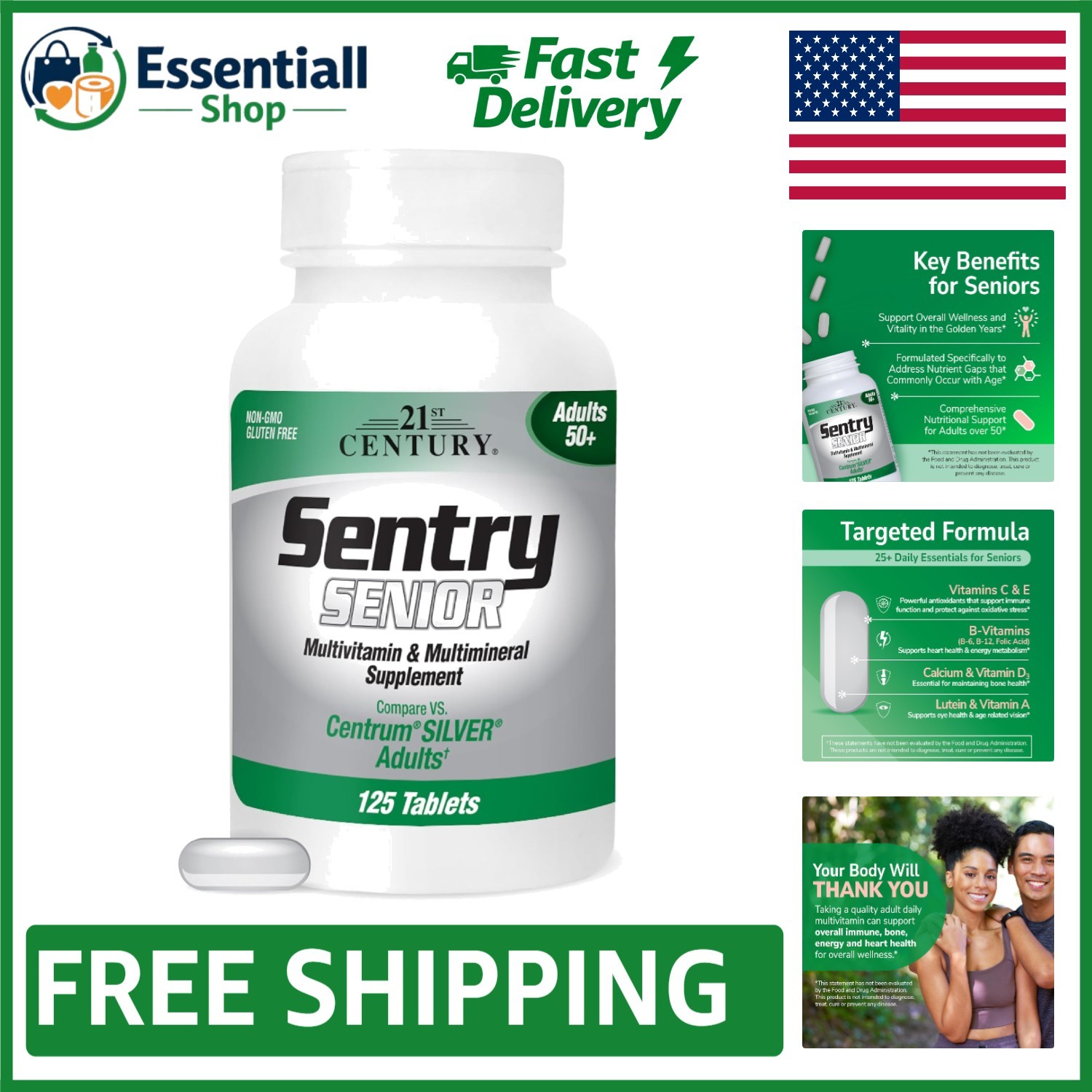 125-Count Sentry Senior Multivitamins – , Gluten-Free & Balanced Nutrition