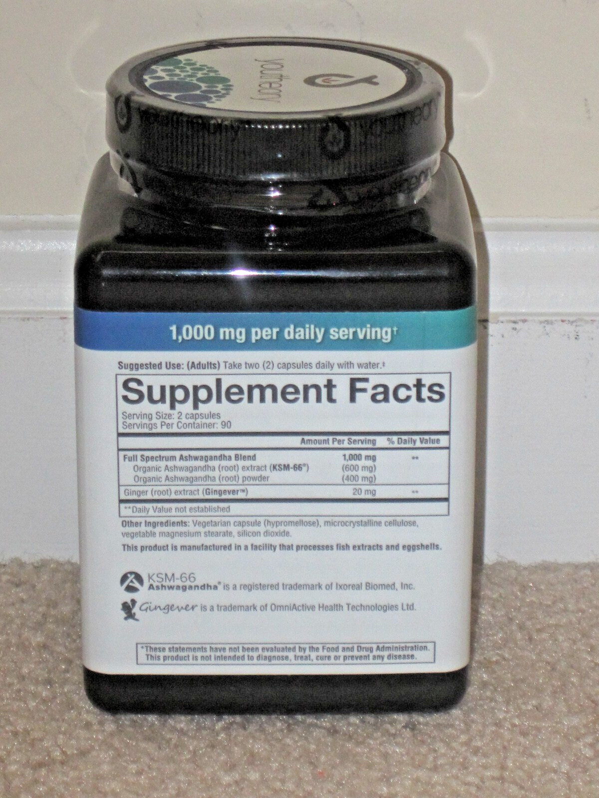Youtheory Ashwagandha 1000 mg, Stress/Anxiety/Insomnia Relief, 180 Capsules