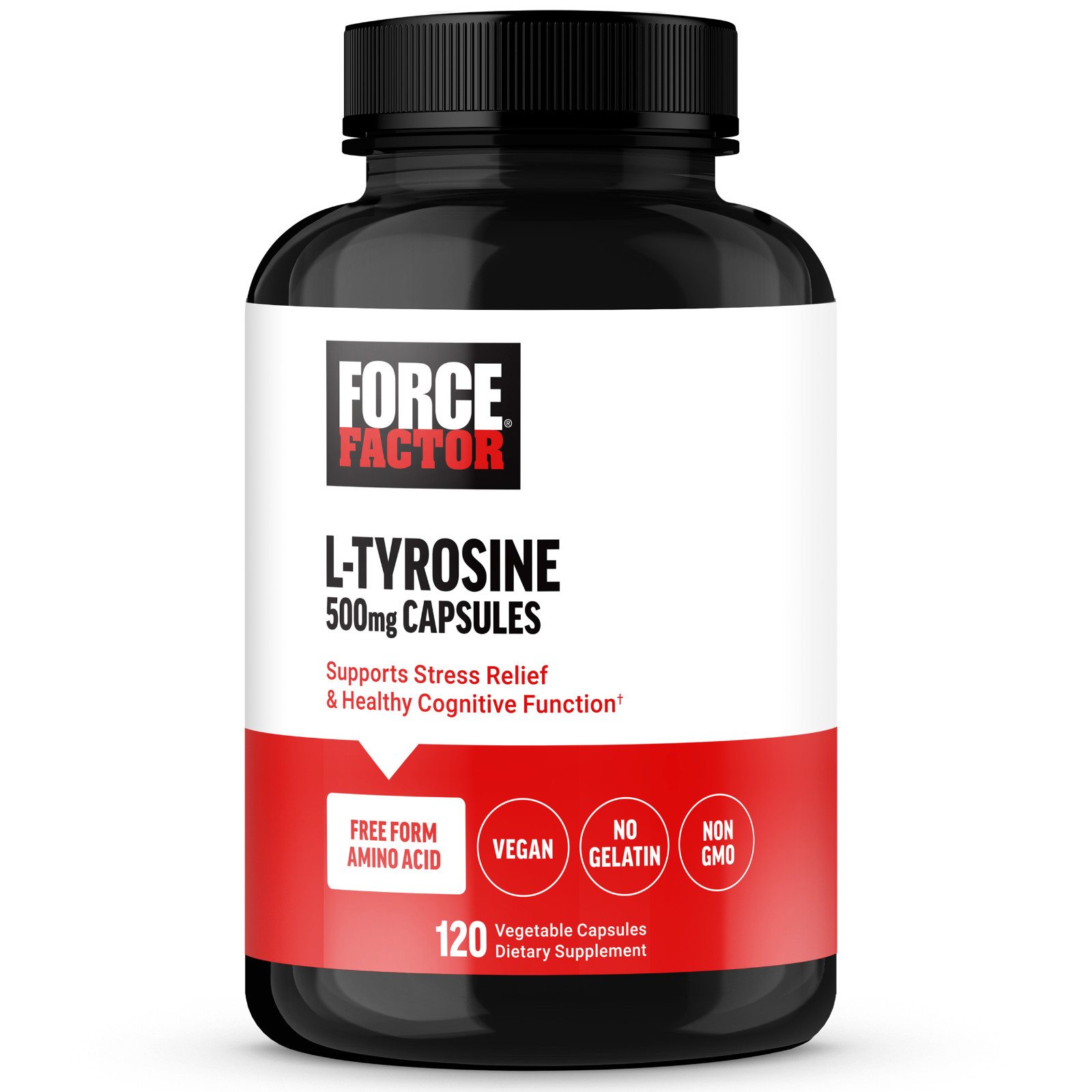 Force Factor L-Tyrosine 500mg, Stress Support Supplement, 120 Capsules