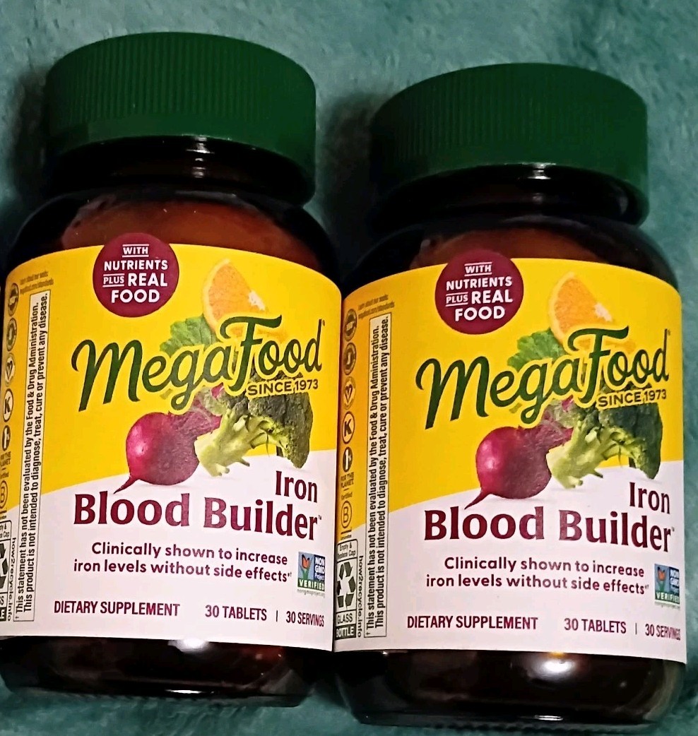 *Lot Of 2* MegaFood Blood Builder Tablets- 30 Tabs Ea/60 Tablets Total Exp 05/28