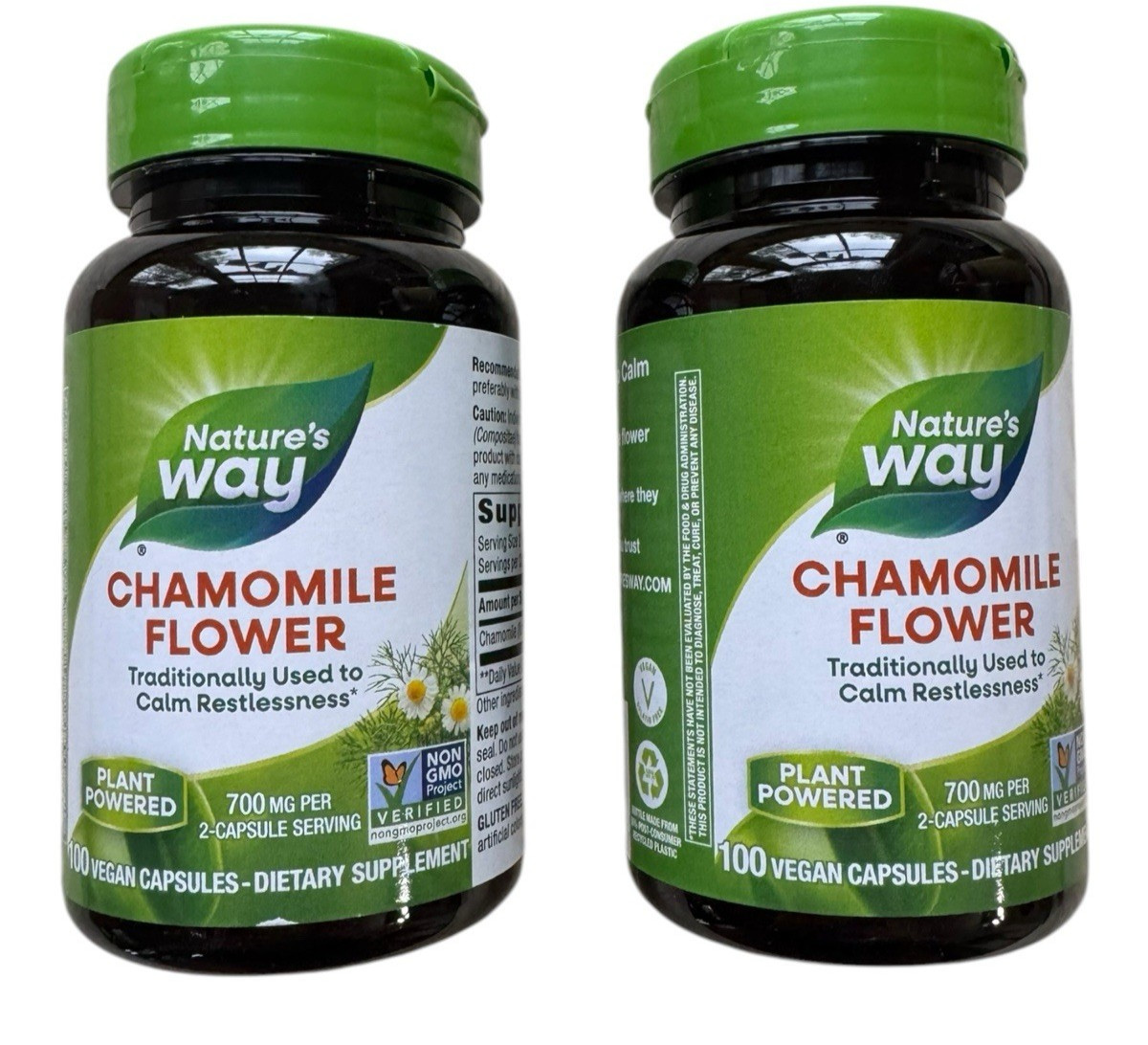 Nature’s Way Chamomile Flower Capsules 2 Pack – 700mg – 2 x 100 Count – Ex: 3/30