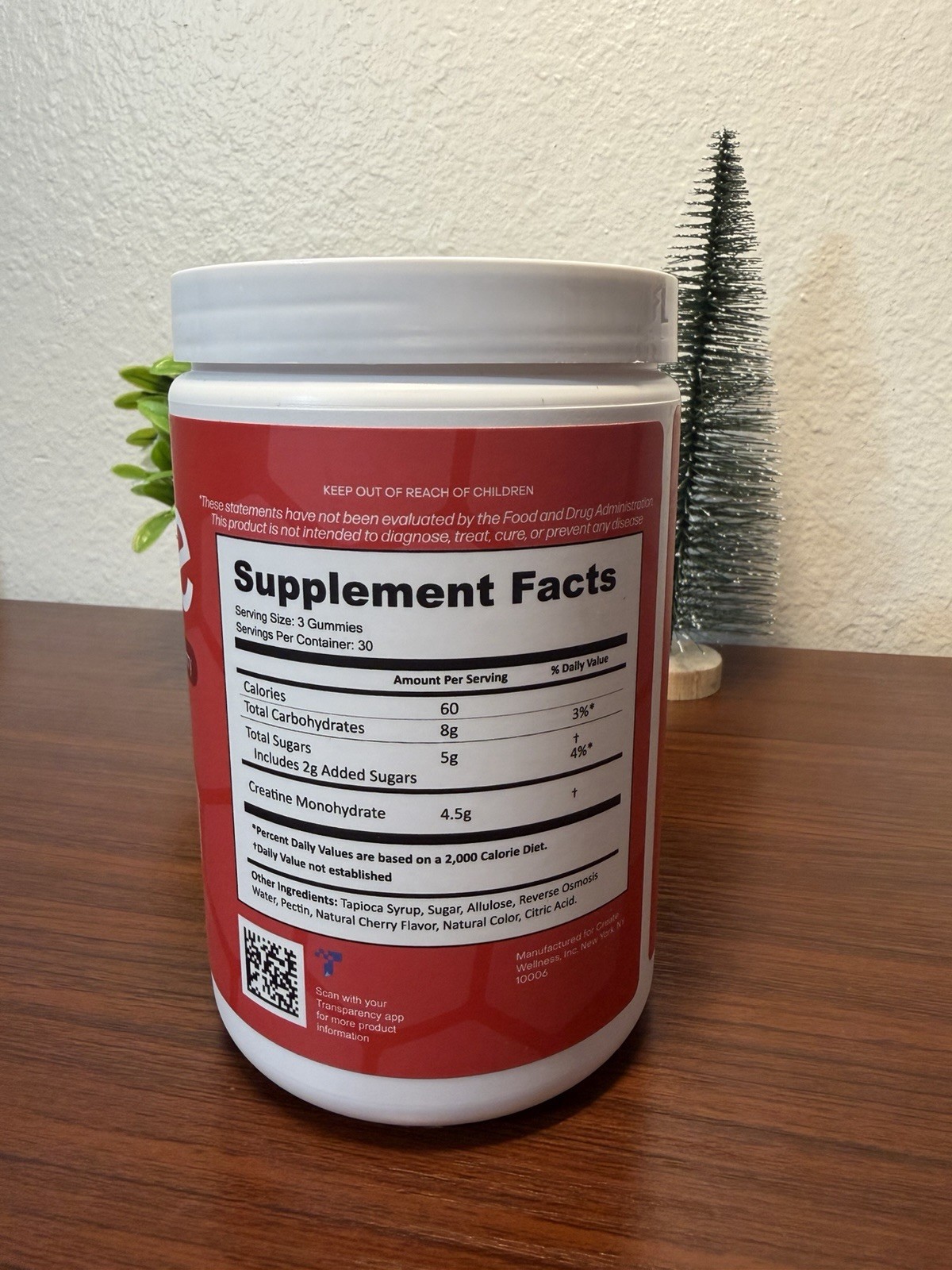 Create Creatine Gummies Sour Cherry 90 Count Creapure NSF Certified Sport New
