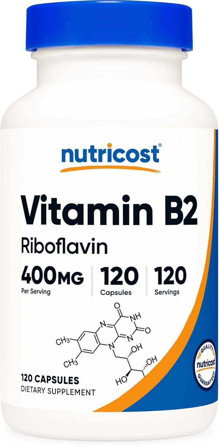 Vitamin B2 400mg 120 Capsules – Supports Energy & Healthy Skin, Non-GMO