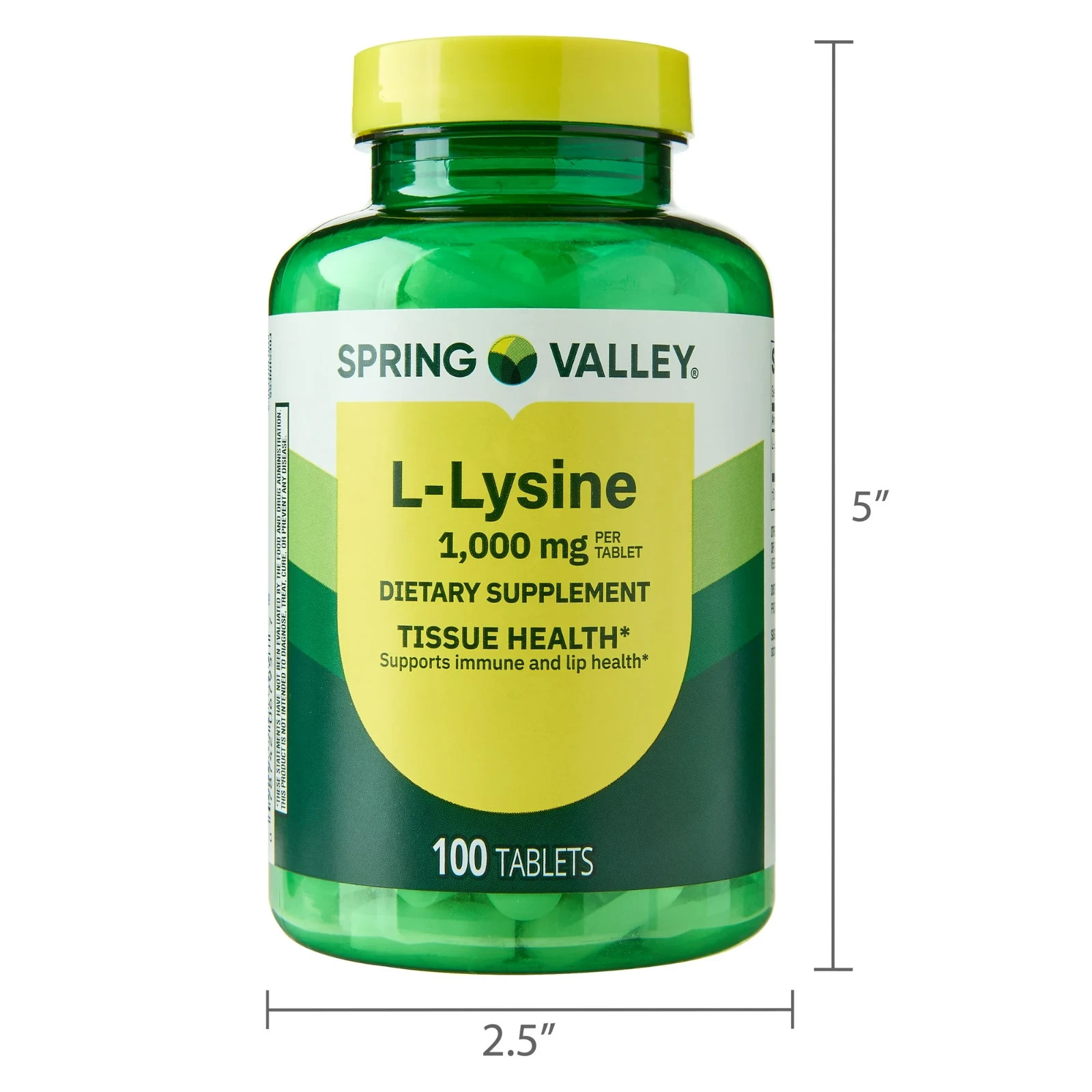 Spring Valley L-Lysine 1000 mg Tablets, 100 Count – Supports Immune Health