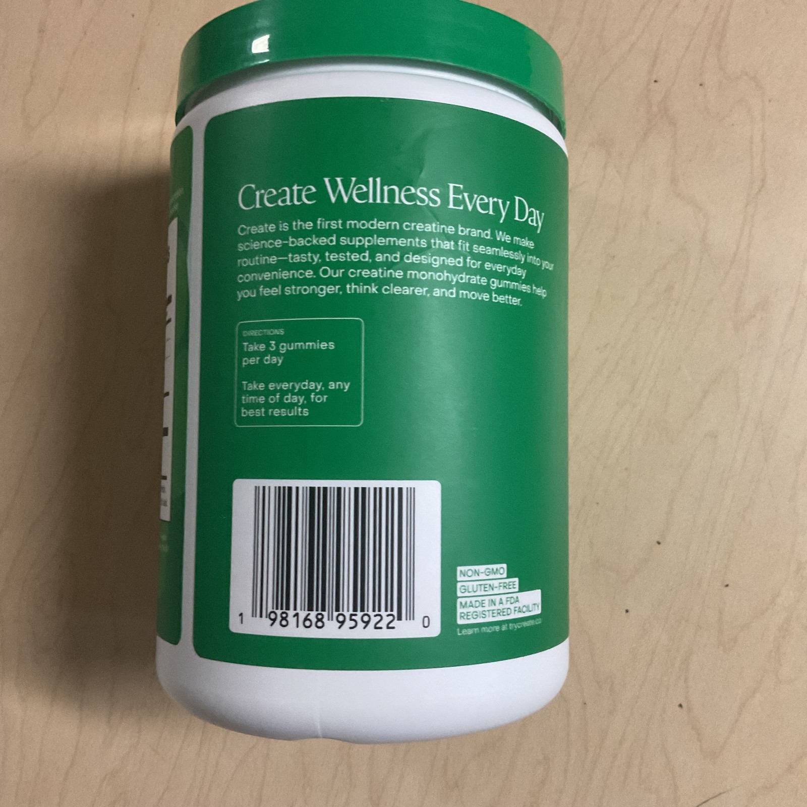 Create Creatine Monohydrate Gummies for Men And Women, 90 Count Sour Green Apple