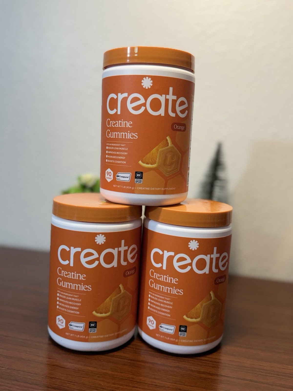 Create Creatine Gummies Orange Flavor 90 Count Creapure NSF Certified Sport