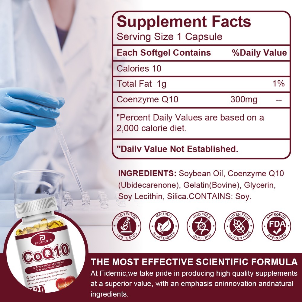 CoQ10 200mg Softgels, Dietary Supplement for Heart Health Support, 120 capsules