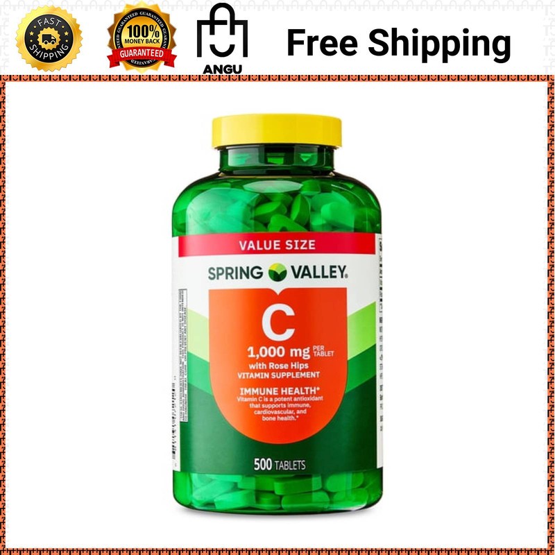 Spring Valley Vitamin C Rose Hips 1000mg 500 Count Dietary Supplement Tablets