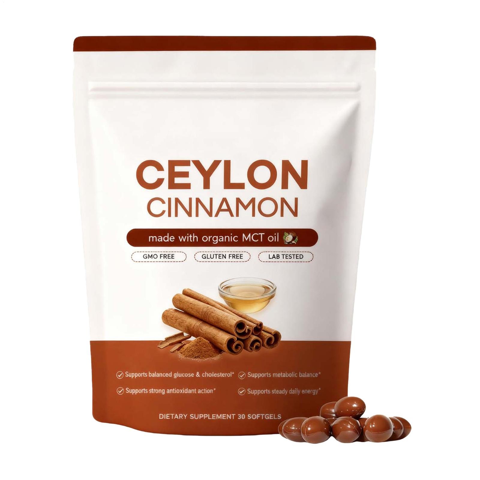Ceylon Cinnamon Softgels 7200Mg Equivalent features Mct Oil 30pcs/pack