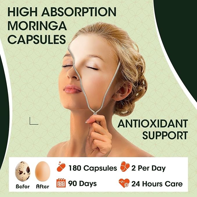 180 Capsules Moringa Oleifera Leaf Powder 1500mg – Organic Herbal Extract
