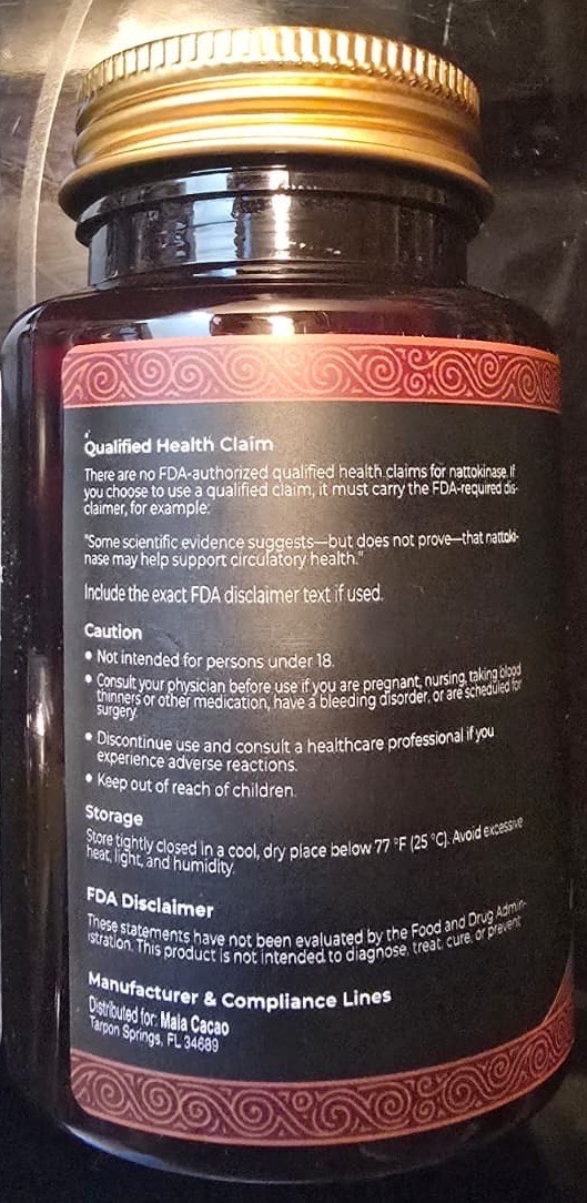 Maia Nattokinase 5000 FU 30 Capsules Supports Healthy Circulation High Potency