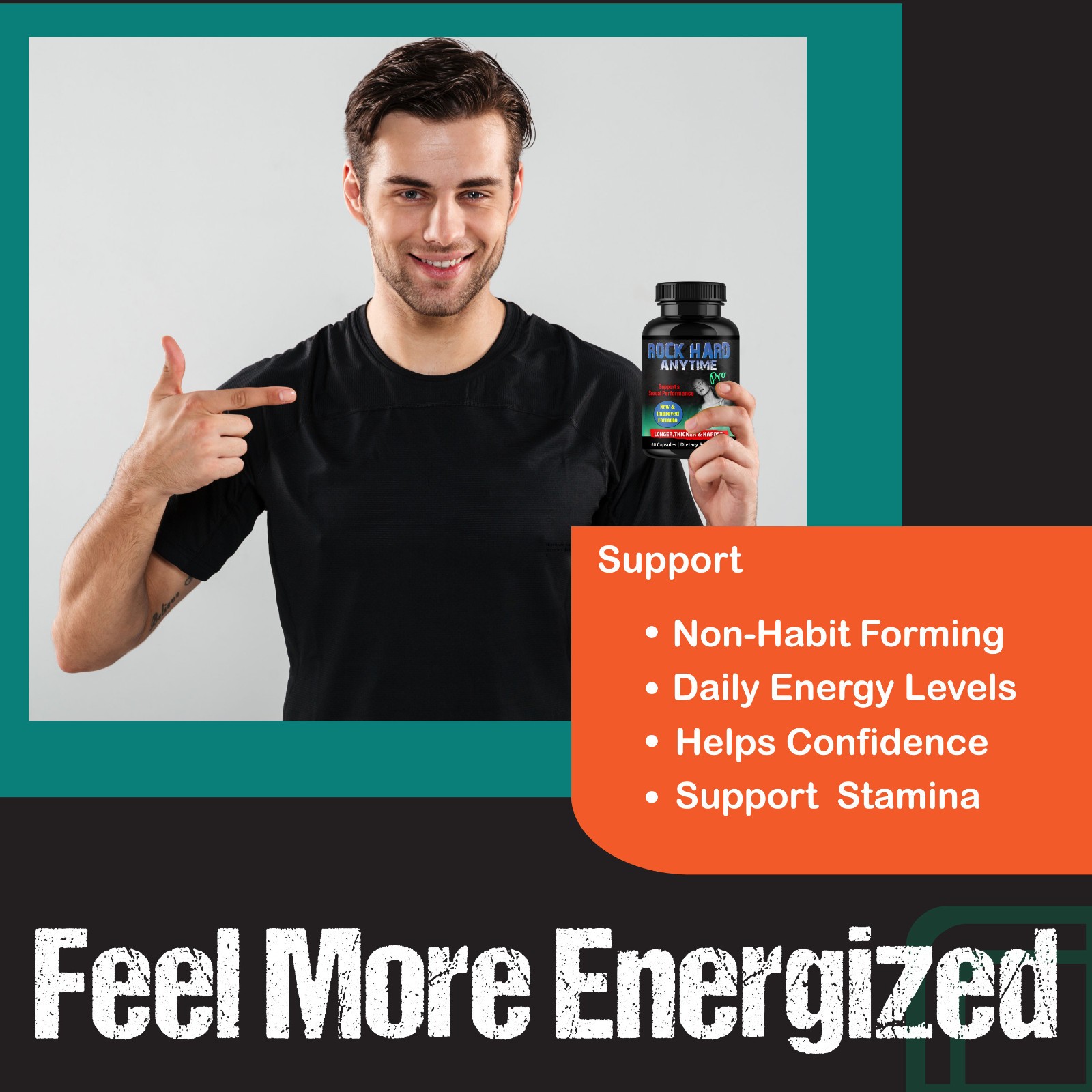 Testosterone Booster, Increase Stamina & Strength, Drive Energy For Male -60 C