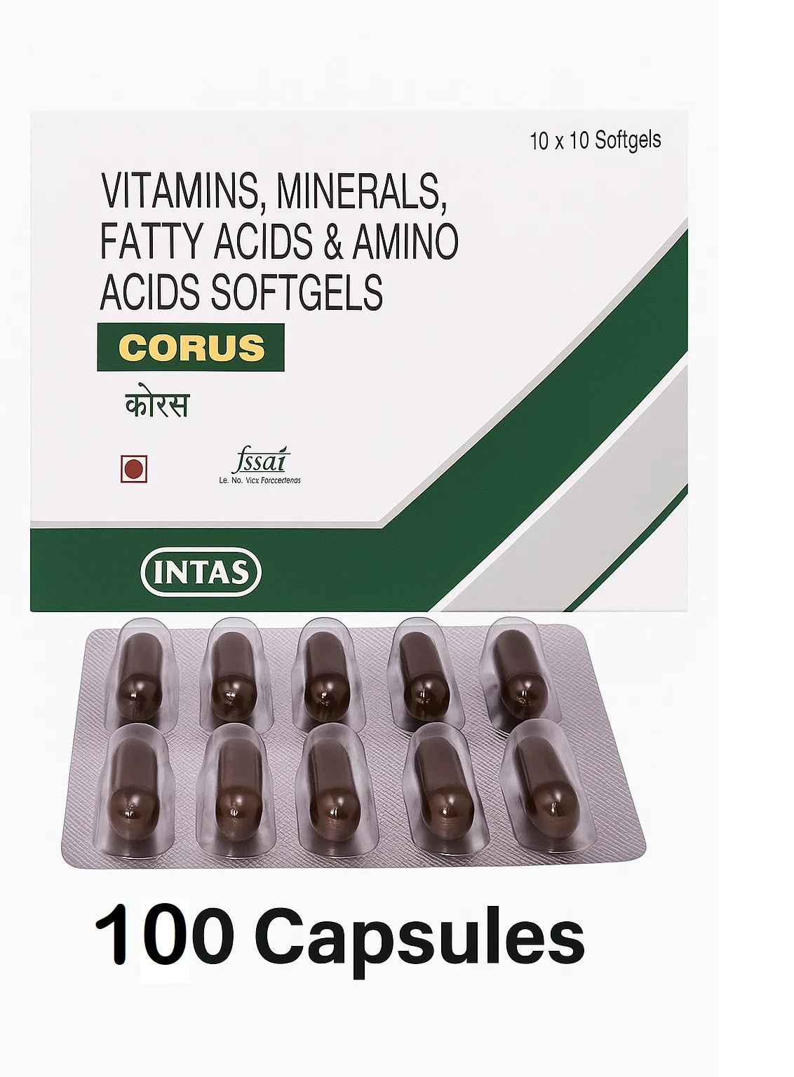 Charak Corus Soft Gelatin Capsules – 100 Caps for General Health & Well‑Being