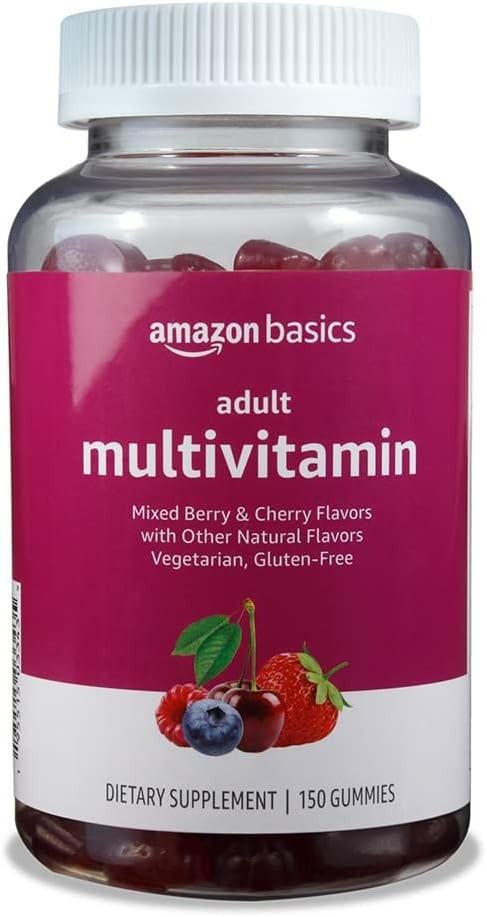 Amazon Basics Adult Multivitamin Gummies Mixed Berry Cherry 150 Count